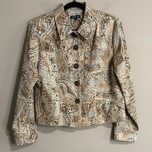 Cynthia Max Stylish Paisley Print Jean Jacket